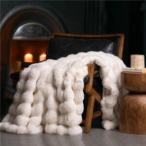 Ultra Soft Luxury Fluffy Faux Rabbit Fur Throw Blanket, Thick Warm